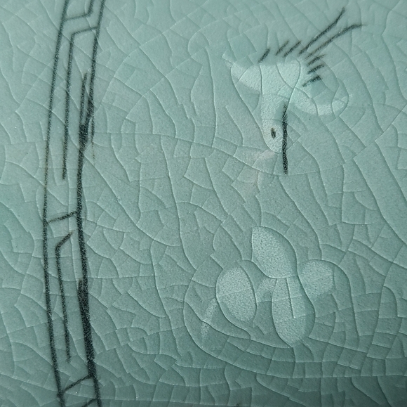 VINTAGE ASIAN KOREAN CELADON CRACKLE GREEN PORCELAIN VASE - Picture 8 of 8